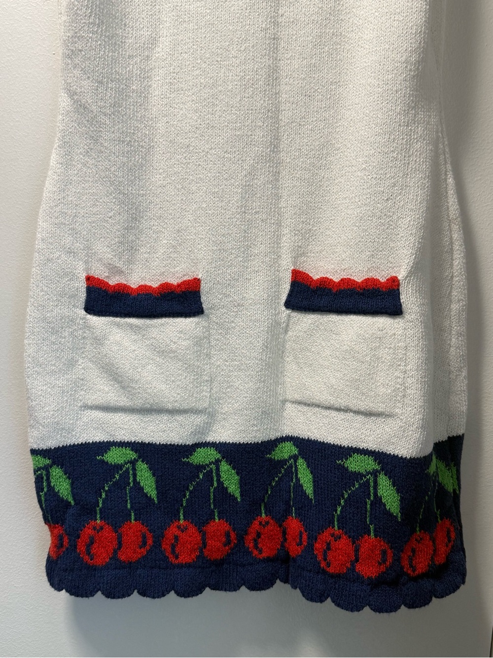 Kimchi Blue White Knit Dress with Red Cherry Border